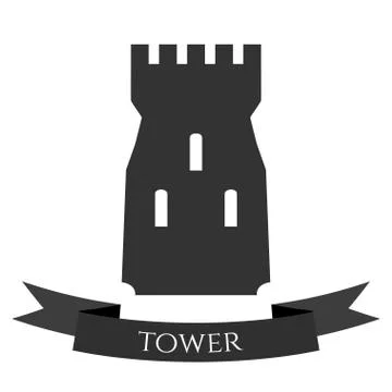 Vector tower symbol. Castle icon isolated on white Stock Illustration