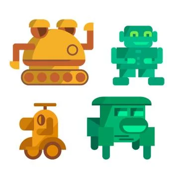 Vector toy robots icons イラスト素材