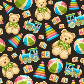 Vector Toys Seamless Pattern Stock Illustration