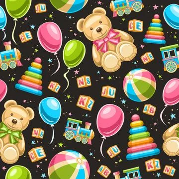 Vector Toys Seamless Pattern Stock Illustration