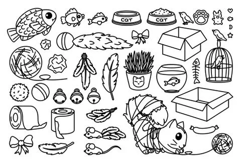 Vector toys set for cats Stock Illustration