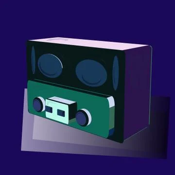 Vector. Tracing in gray, blue and neutral colors. 3D. 1960s style. Old radio iso Illustrazione stock