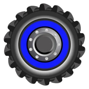 Vector tractor tire. Wheel of farmer cartoon tractor isolated on white Stockillustratie