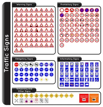 Vector traffic signs collection Stock Illustration