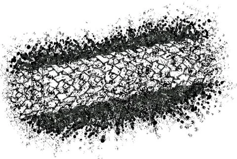 Vector trail design trace of the tyre in grunge style Stock Illustration