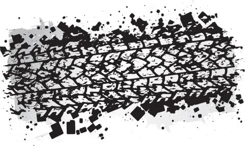 Vector trail design, trace of the tyre in grunge style Stock Illustration