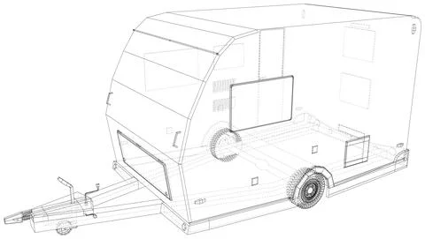 Vector Trailer Camper. The layers of visible and invisible lines are separated Illustrazione stock