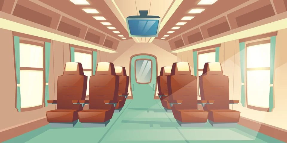 Vector train cabin. Salon in railway carriage Stock Illustration
