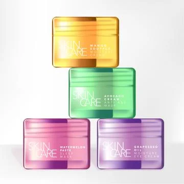 Vector Translucent Pink, Green, Purple and Yellow Glass or Plastic Stock Illustration