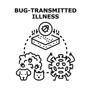 Vector transmitted disease pathogen spreading animals concept Stock Illustration