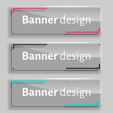 Vector transparency banners with glass elements. Stock Illustration