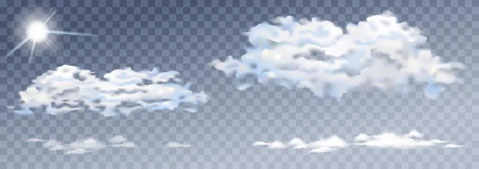 Vector transparent clouds and sun nature and sky Stock Illustration