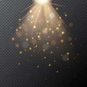 Vector transparent golden glow with bokeh magic light effect. イラスト素材