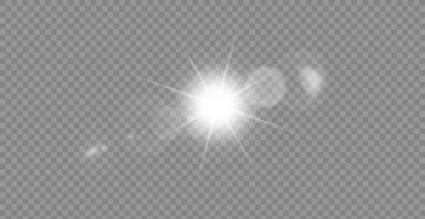 Vector transparent sunlight with lens flare effect. Overlays, light, Sun Stock Illustration