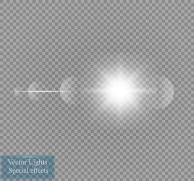 Vector transparent sunlight special lens flare light effect. Sun flash with rays Stock Illustration