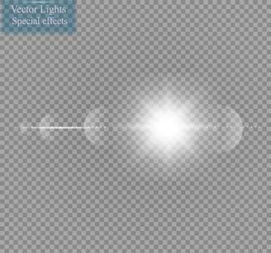 Vector transparent sunlight special lens flare light effect. Sun flash with rays 스톡 일러스트