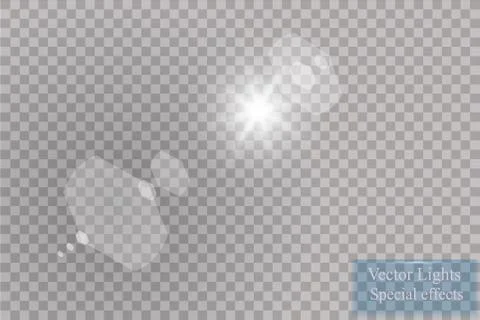 Vector transparent sunlight special lens flare light effect. Sun flash with rays Illustrazione stock