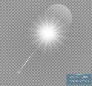 Vector transparent sunlight special lens flare light effect. Sun flash with rays Stock Illustration