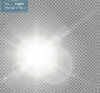 Vector transparent sunlight special lens flare light effect. Sun flash with rays Stock Illustration