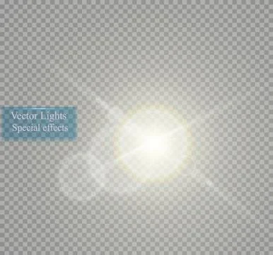 Vector transparent sunlight special lens flare light effect. Sun flash with rays Stock Illustration