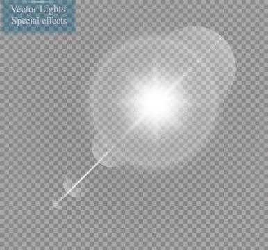 Vector transparent sunlight special lens flare light effect. Sun flash with rays Stock Illustration
