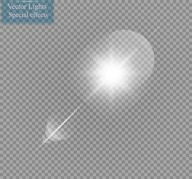 Vector transparent sunlight special lens flare light effect. Sun flash with rays Stock Illustration