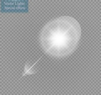 Vector transparent sunlight special lens flare light effect. Sun flash with rays Stock Illustration