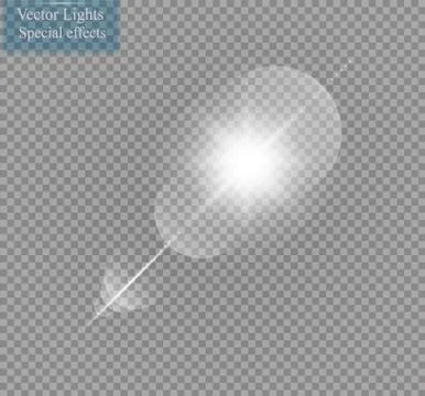 Vector transparent sunlight special lens flare light effect. Sun flash with rays Illustrazione stock