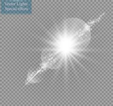Vector transparent sunlight special lens flare light effect. Sun flash with rays Stock Illustration