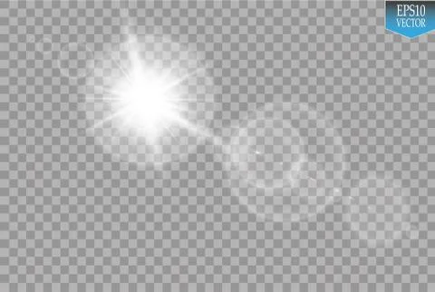 Vector transparent sunlight special lens flare light effect. Sun flash with rays Stock Illustration