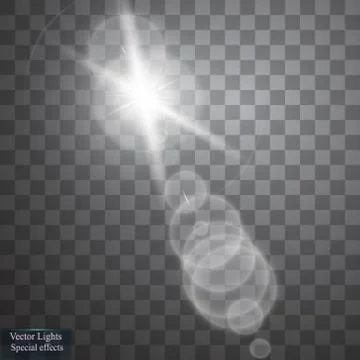 Vector transparent sunlight special lens flare light effect. Sun flash with rays Stock Illustration