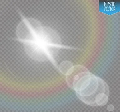 Vector transparent sunlight special lens flare light effect. Sun flash with rays 스톡 일러스트
