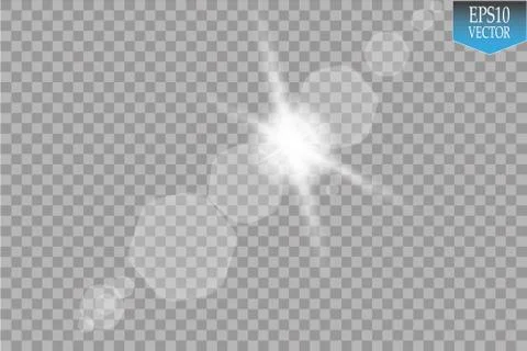 Vector transparent sunlight special lens flare light effect. Sun flash with rays Stock Illustration