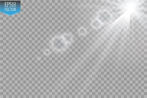 Vector transparent sunlight special lens flare light effect. Sun flash with rays Illustrazione stock