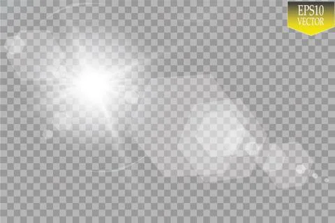 Vector transparent sunlight special lens flare light effect. Sun flash with rays Stock Illustration