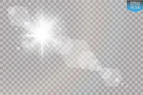 Vector transparent sunlight special lens flare light effect. Sun flash with rays Illustrazione stock