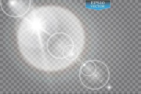 Vector transparent sunlight special lens flare light effect. Sun flash with rays 스톡 일러스트