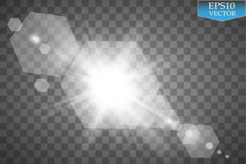 Vector transparent sunlight special lens flare light effect. Sun flash with rays Stock Illustration