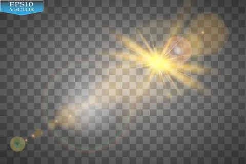 Vector transparent sunlight special lens flare light effect. Sun flash with rays Illustrazione stock