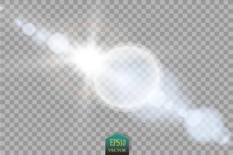 Vector transparent sunlight special lens flare light effect. Sun flash with rays Stock Illustration