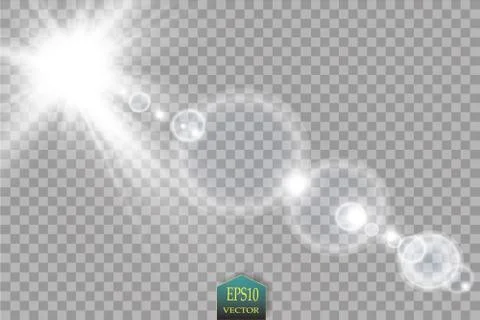 Vector transparent sunlight special lens flare light effect. Sun flash with rays 스톡 일러스트