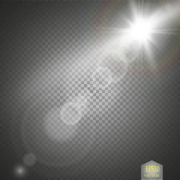 Vector transparent sunlight special lens flare light effect. Sun flash with rays Stock Illustration