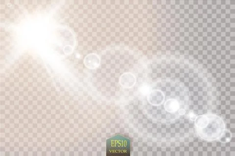 Vector transparent sunlight special lens flare light effect. Sun flash with rays Stock-Illustration