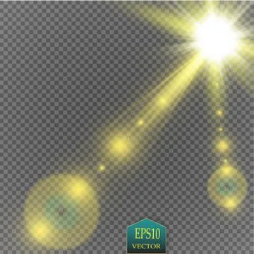Vector transparent sunlight special lens flare light effect. Sun flash with rays Stock Illustration