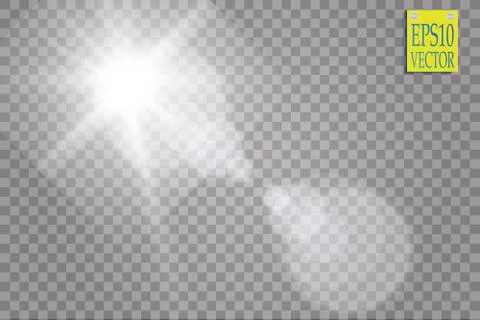 Vector transparent sunlight special lens flare light effect. Sun flash with rays 스톡 일러스트