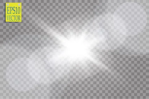 Vector transparent sunlight special lens flare light effect. Sun flash with rays Stock Illustration