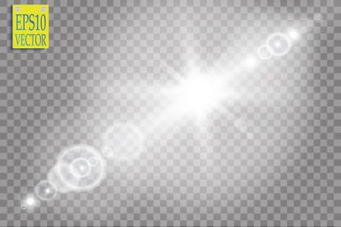 Vector transparent sunlight special lens flare light effect. Sun flash with rays Stock Illustration