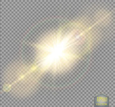 Vector transparent sunlight special lens flare light effect. Sun flash with rays Stock Illustration