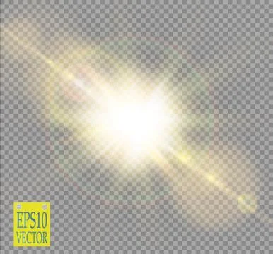 Vector transparent sunlight special lens flare light effect. Sun flash with rays Stock Illustration