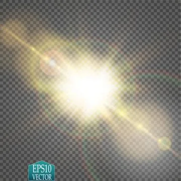 Vector transparent sunlight special lens flare light effect. Sun flash with rays Stock Illustration